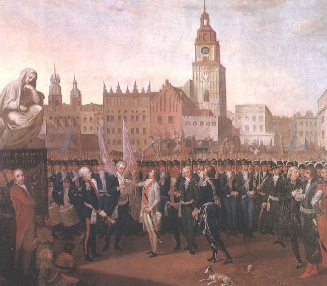 Franciszek Smuglewicz Kosciuszko taking the oath at the Cracow Market Square. oil painting picture